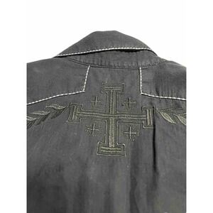 Austin Season Men Shirt Black Long Sleeve Cross Cowboy Western Rockabilly M